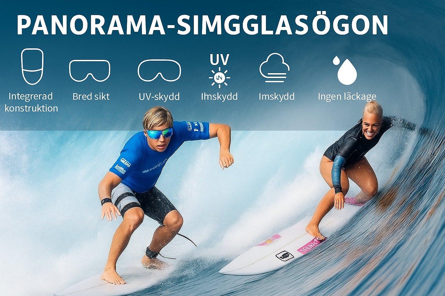 Läckagesäkra simglasögon med öronproppar