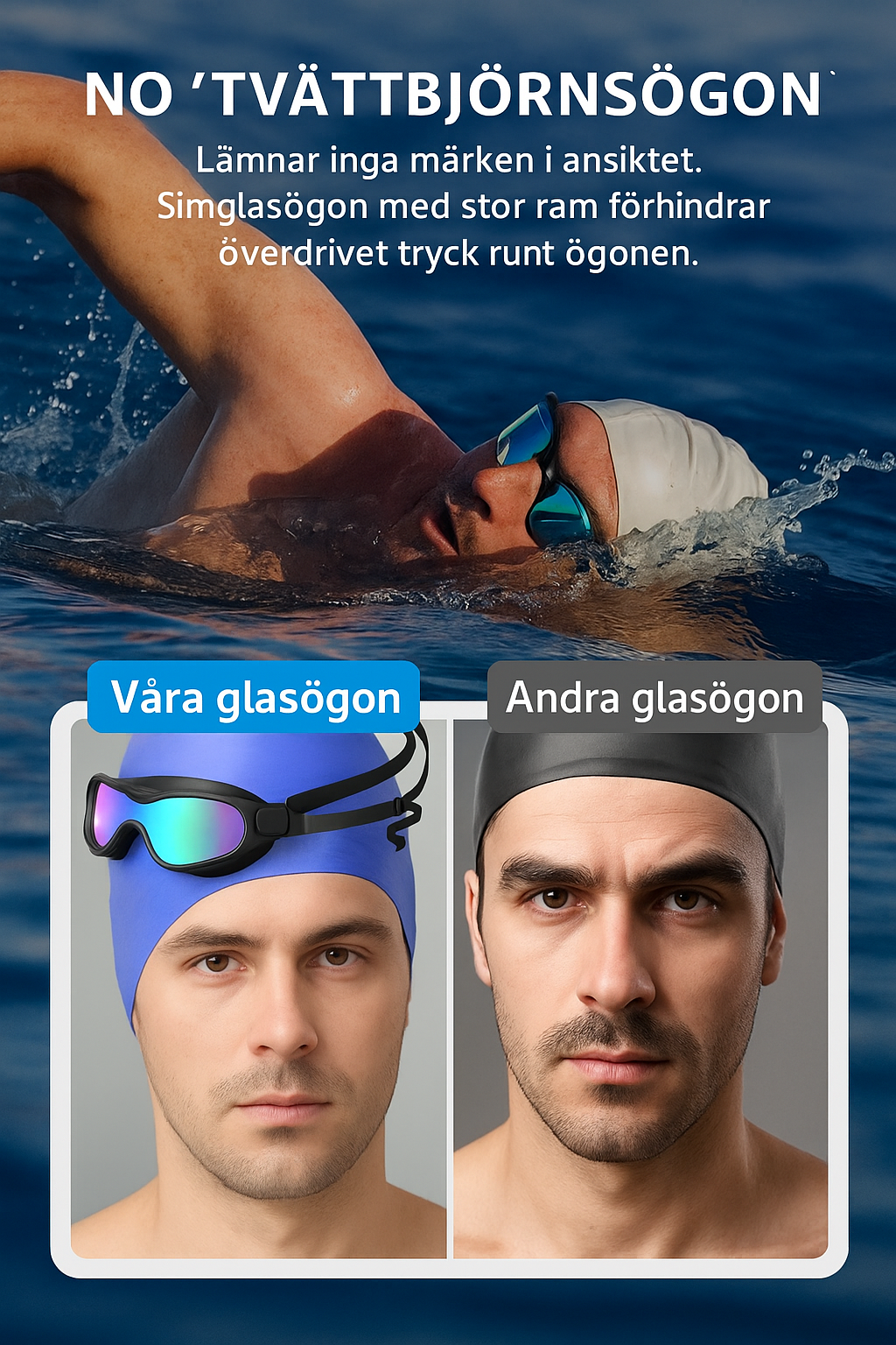 Läckagesäkra simglasögon med öronproppar