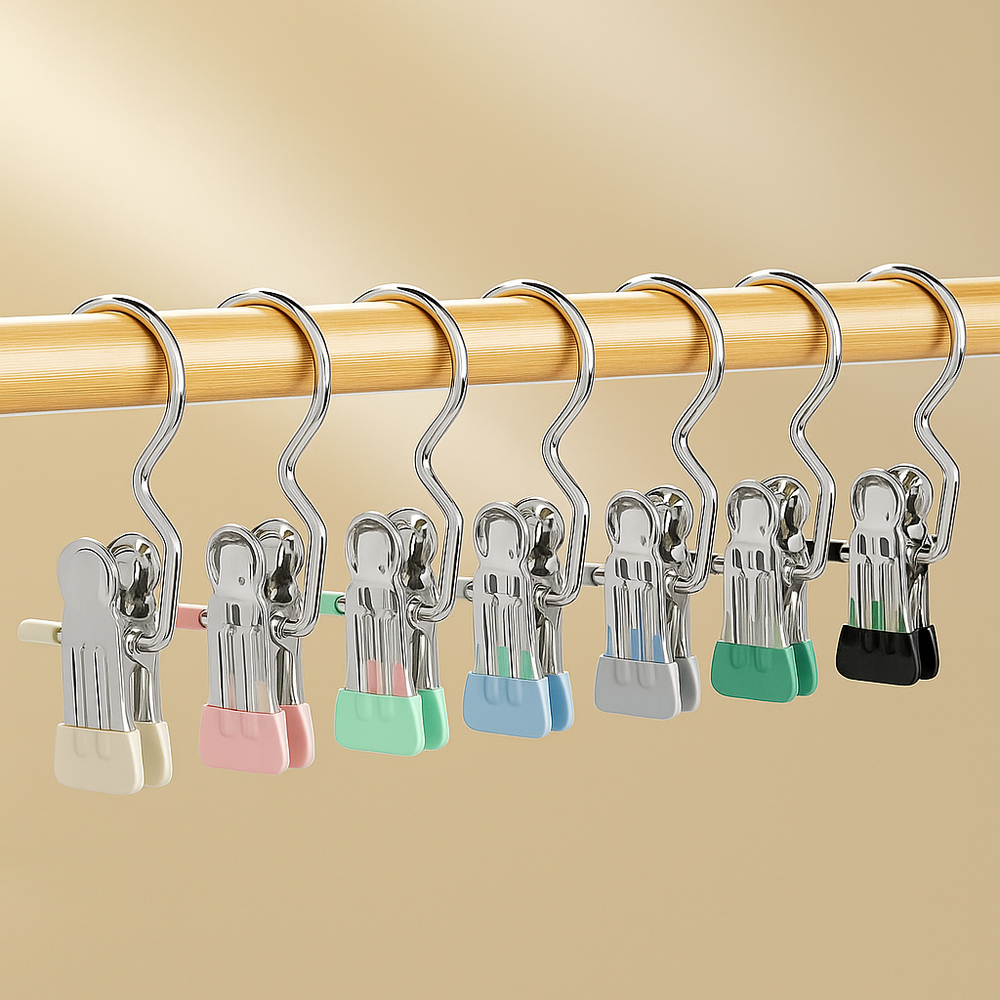 Rostfria tvättklämmor – Set med 12 hållbara klämmor
