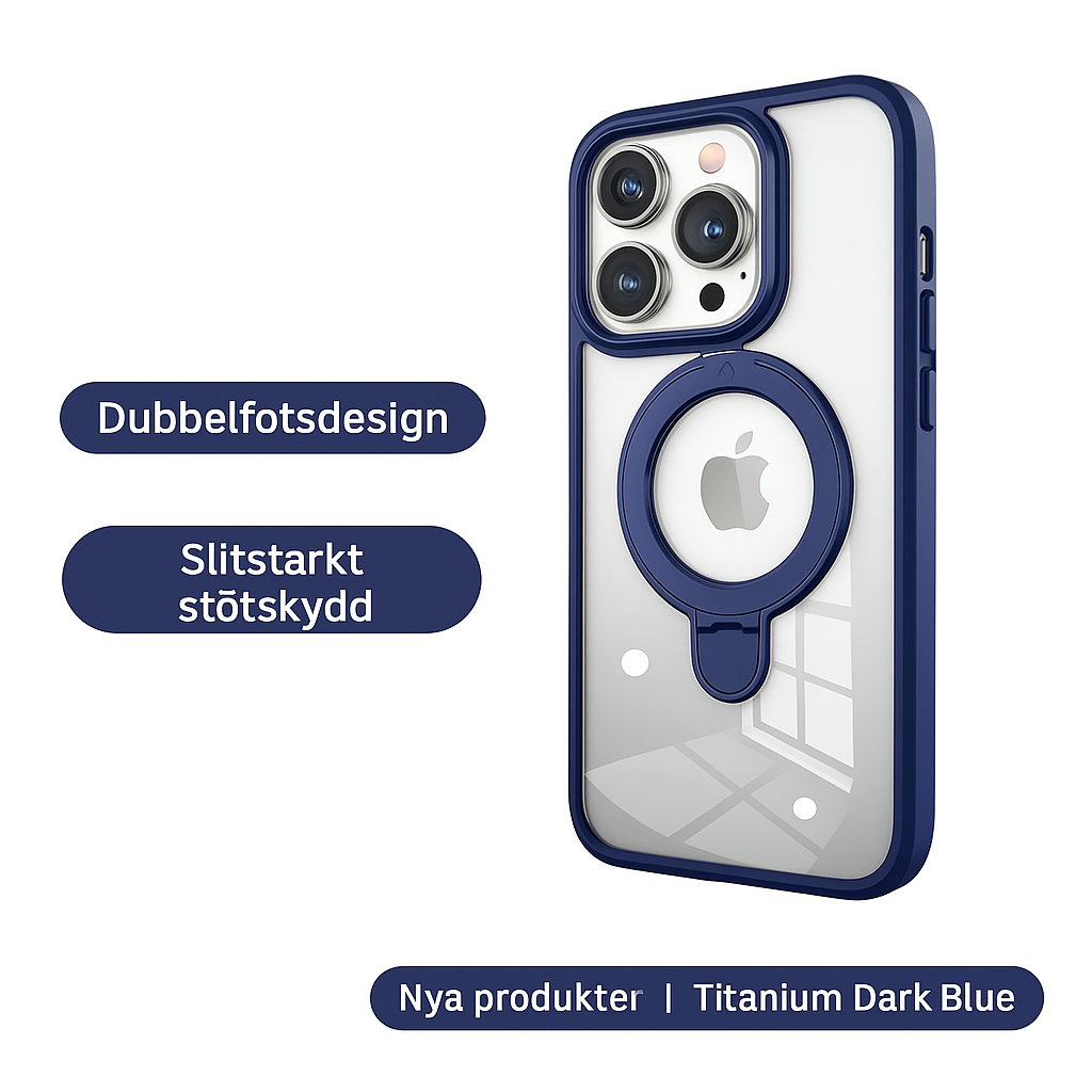 systerklara – Magnetiskt genomskinligt skal med dubbla ställ för iPhone 17/16/15/14-serien