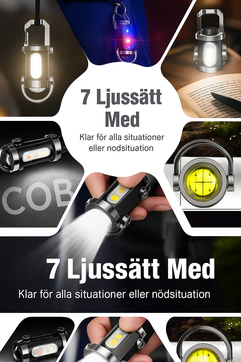 Portabel, uppladdningsbar och ljusstark nyckelringsficklampa