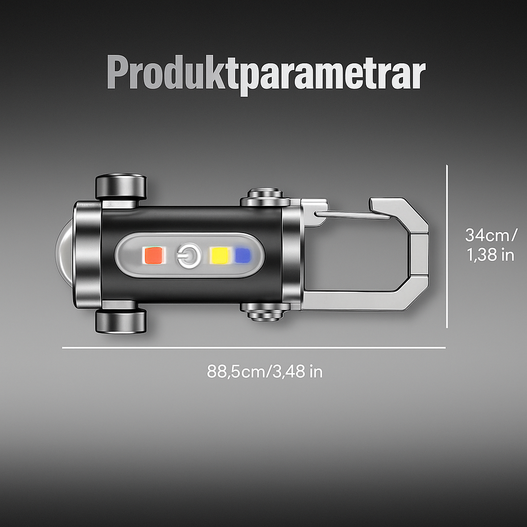 Portabel, uppladdningsbar och ljusstark nyckelringsficklampa