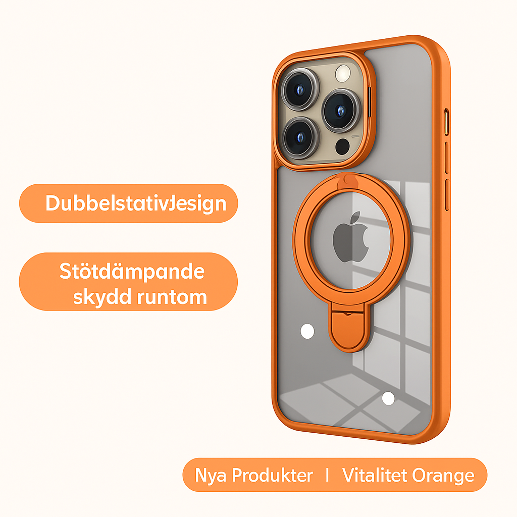 systerklara – Magnetiskt genomskinligt skal med dubbla ställ för iPhone 17/16/15/14-serien