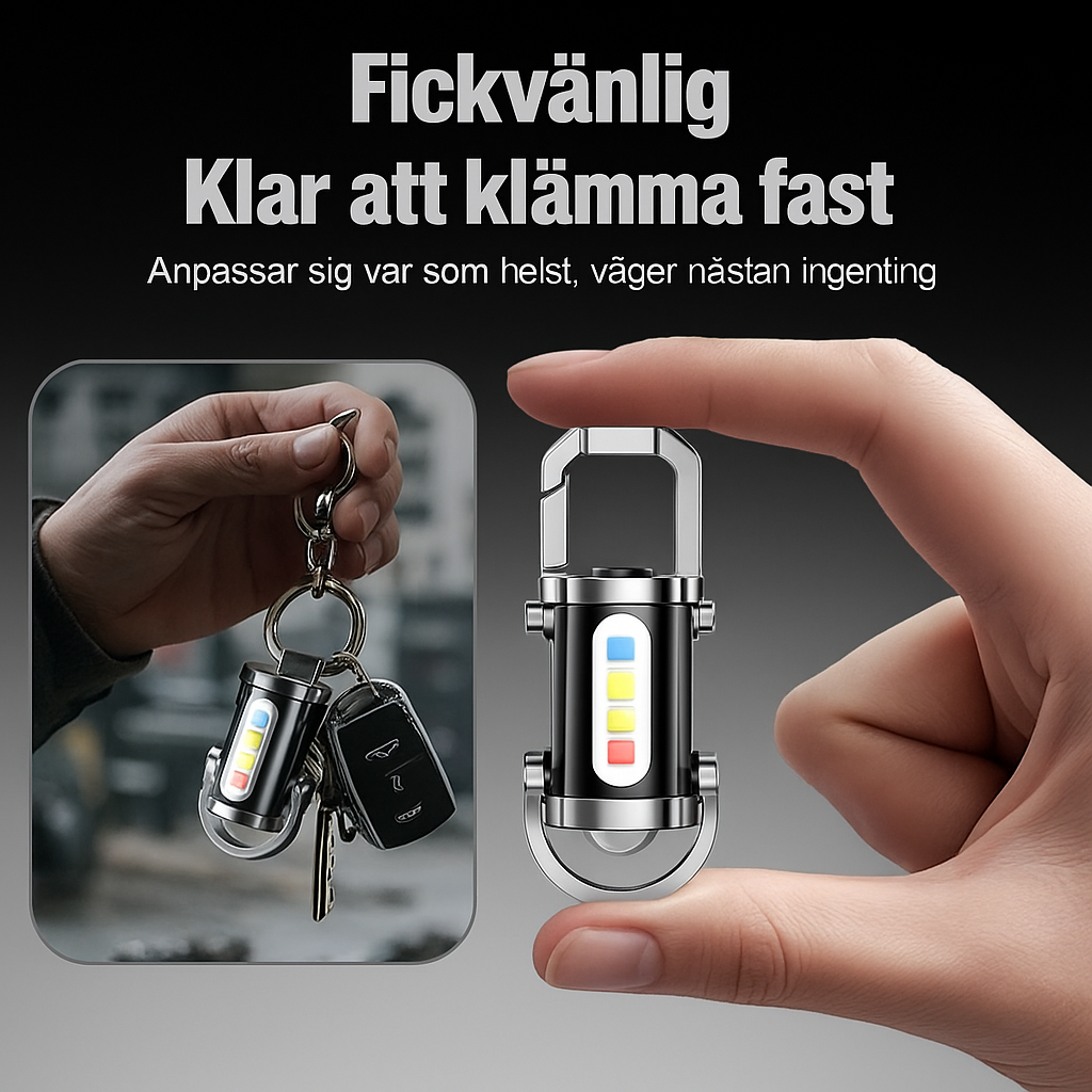 Portabel, uppladdningsbar och ljusstark nyckelringsficklampa